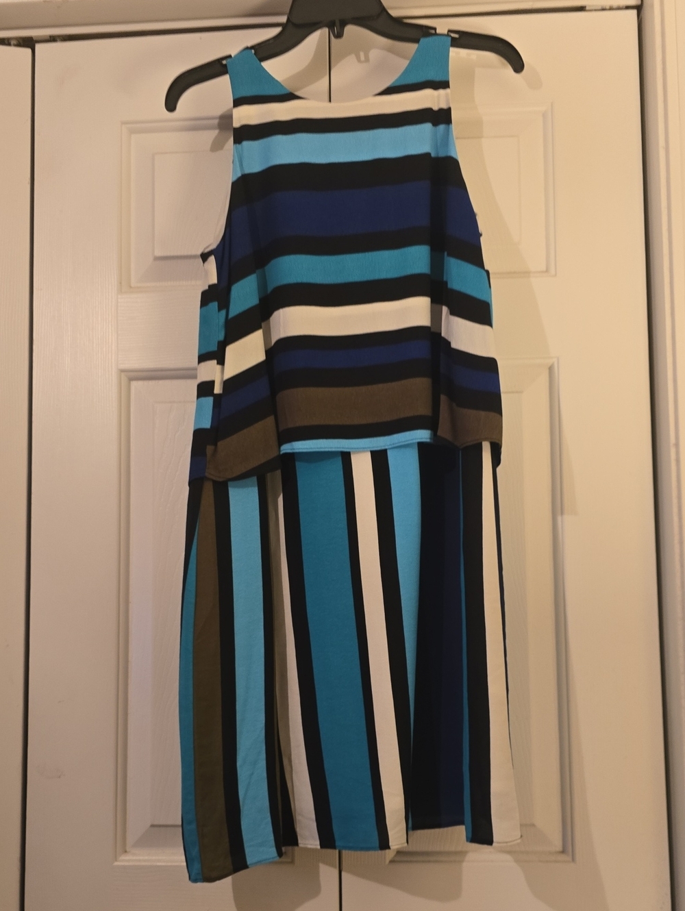 Blue Striped High-Low Drrss